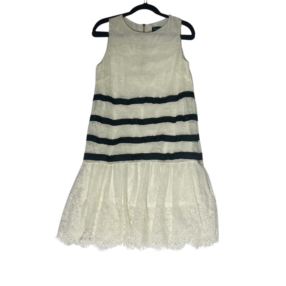 Danity Vintage Women's Elegant Cream Lace Drop‎ Waist Dress Size S *P0276